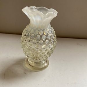 Fenton Opalescent Moonstone Hobnail small glass vase